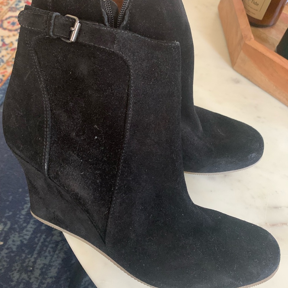 Lanvin Black Suede Wedge Boots